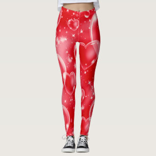 Leggings Corazones rojos burbuja lindos de chicas de los 90