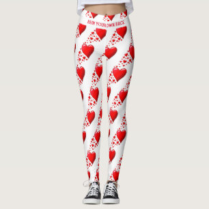 Leggings Corazones rojos corren tu RAZA Personalizado de Sa