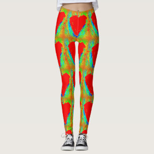 Leggings corazones rojos de piedra verde