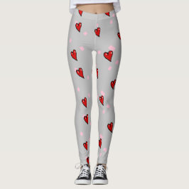 Leggings Corazones rojos en gris