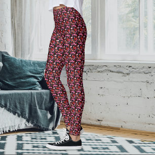 Leggings Corazones rojos rosados de amor Patrón