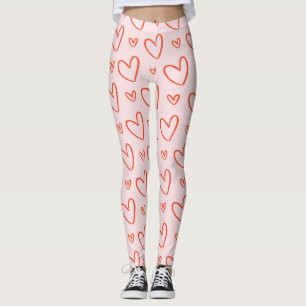 Leggings Corazones rosados y rojos