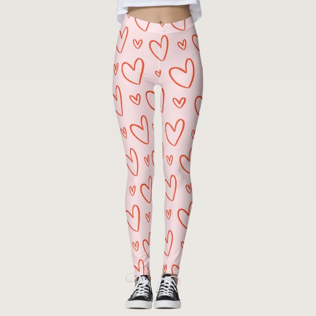 Leggings Corazones rosados y rojos (Anverso)