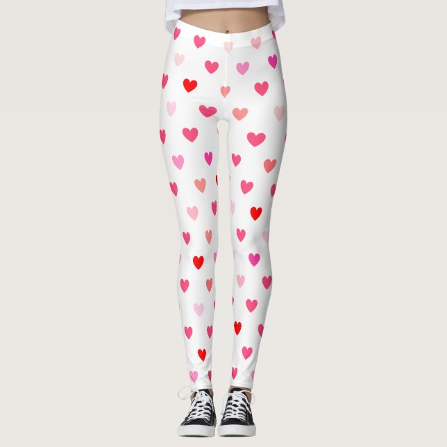 Leggings Corazones rosados y rojos del día de San Valentín (Anverso)