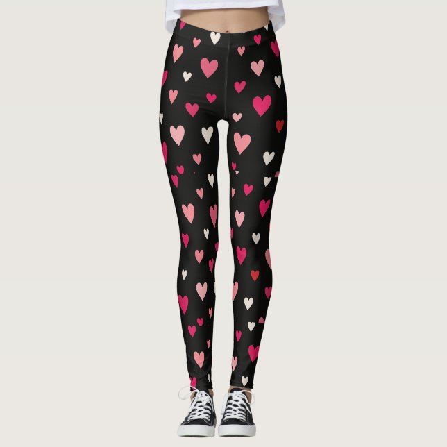 Leggings Corazones rosas, rojos y blancos  (Anverso)