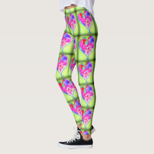 Leggings corazones rosas verdes
