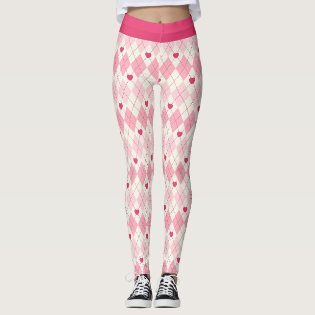 Leggings Corazones rosas y diamantes (Anverso)