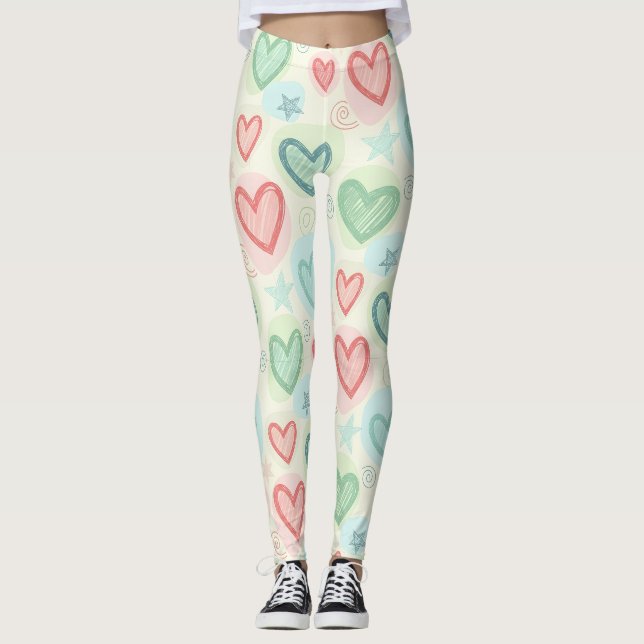 Leggings Corazones y Estrellas Garabateados (Anverso)