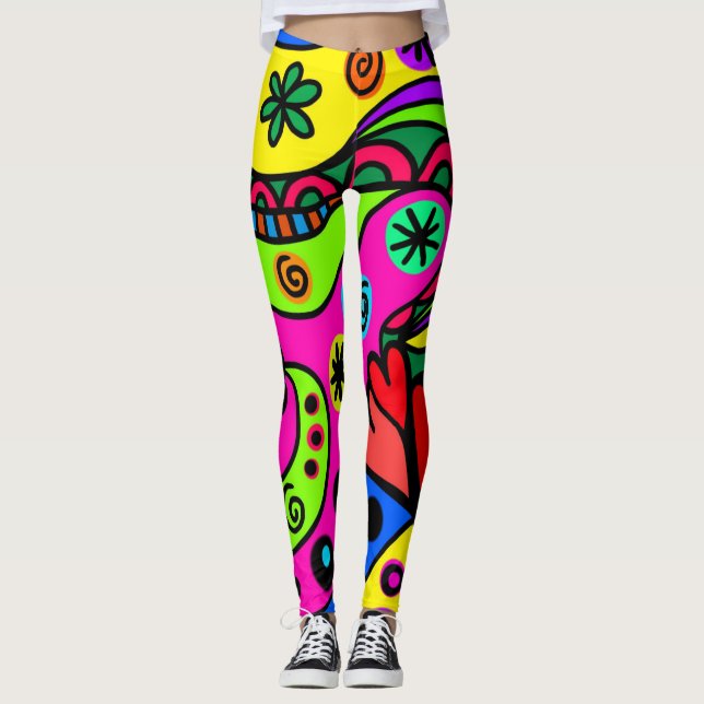 Leggings Corazones y modelo brillantes del remolino (Anverso)