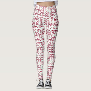 Leggings Corazones y pequeños puntos de diseño de Moda roja