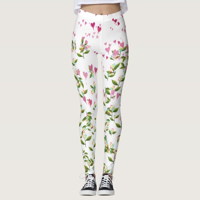 Leggings Corazones y piernas de flores (Anverso)
