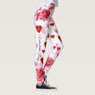 Leggings Corazones y Rosas para piernas El día de San Vale