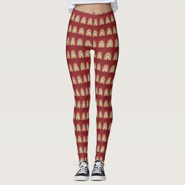Leggings Corbata con patrón de arcoíris boho (Anverso)