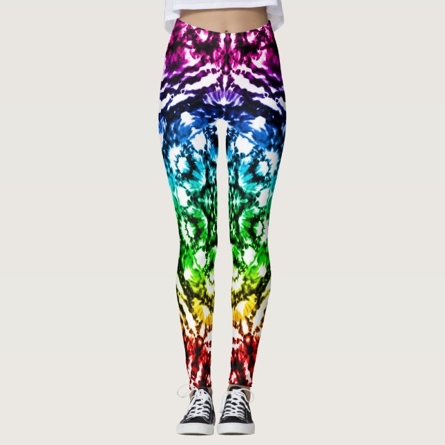 Leggings Corbata de arcoíris con mandala de estrella (Anverso)