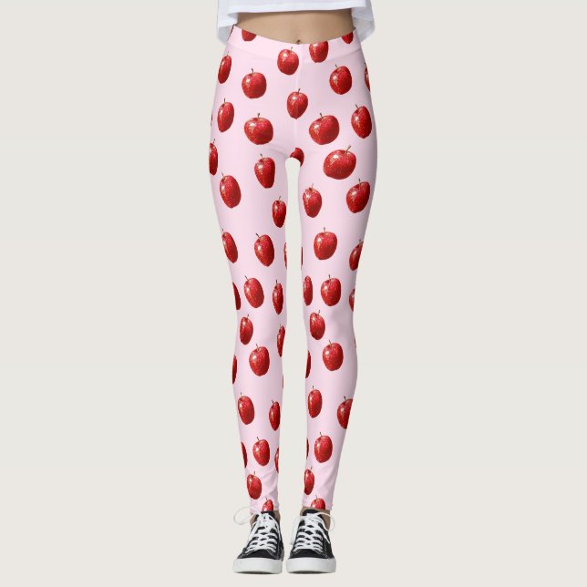 Leggings Corbata de cuello con patrón de acuarela de manzan (Anverso)