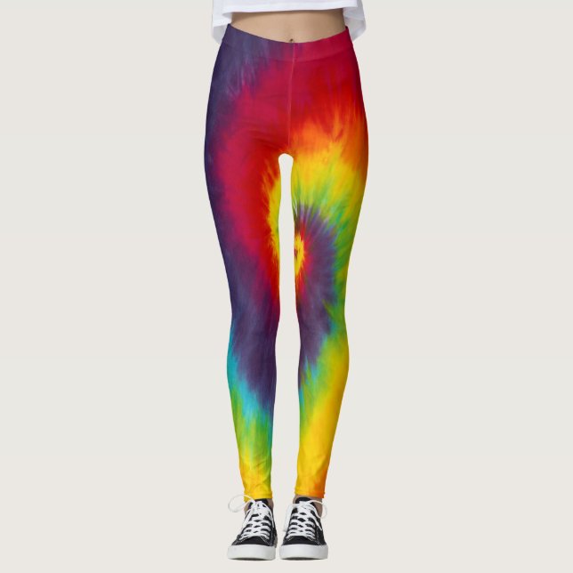 Leggings Corbata de teñido con remolino de arcoíris genial  (Anverso)