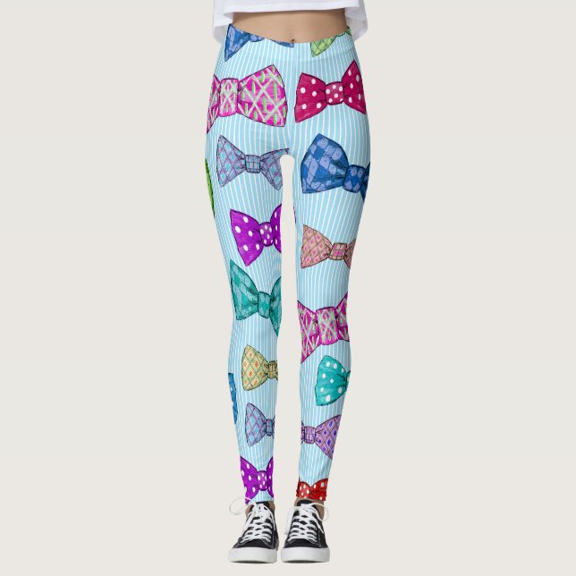 Leggings Corbata, rayas azules, acuarela. (Anverso)
