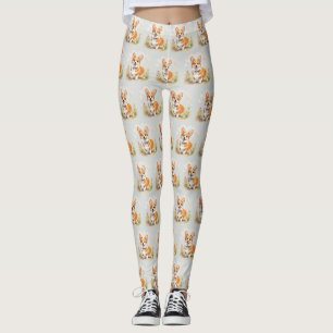 Leggings Corgi galés de Pembroke rojo lindo