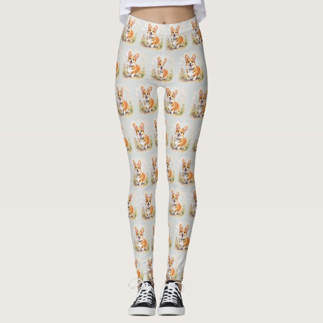 Leggings Corgi galés de Pembroke rojo lindo (Anverso)