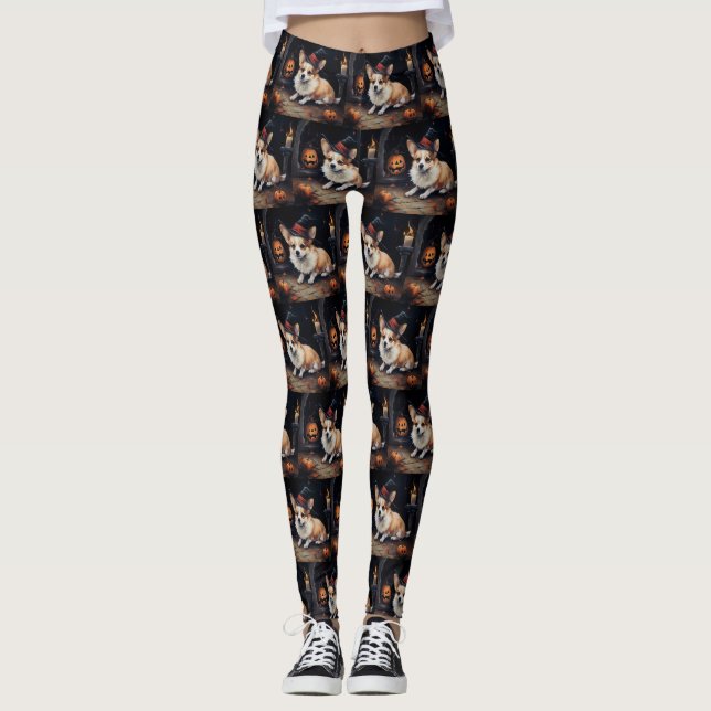 Leggings Corgi Pumpkins Halloween Scary (Anverso)