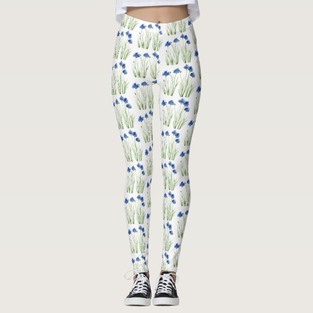 Leggings Cornflowers Flores de agua Flora azul (Anverso)
