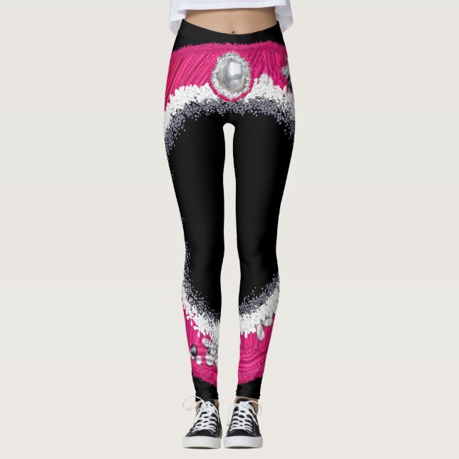 Leggings Corona de Navidad rosa glamurosa (Anverso)