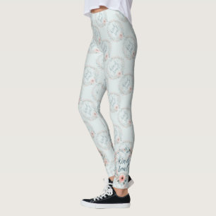 Leggings Corona floral de alma amable con cita en acuarela
