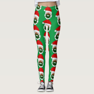 Leggings coronavirus máscara facial negro santa navidades