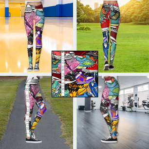 Leggings Corredora de Pop Art Negrita