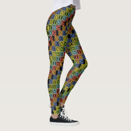 Leggings Corriendo letras multicolores atracción fresca