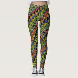 Leggings Corriendo letras multicolores atracción fresca