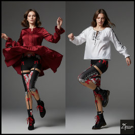 Leggings Corset Lace Bow Repeating Block Pattern