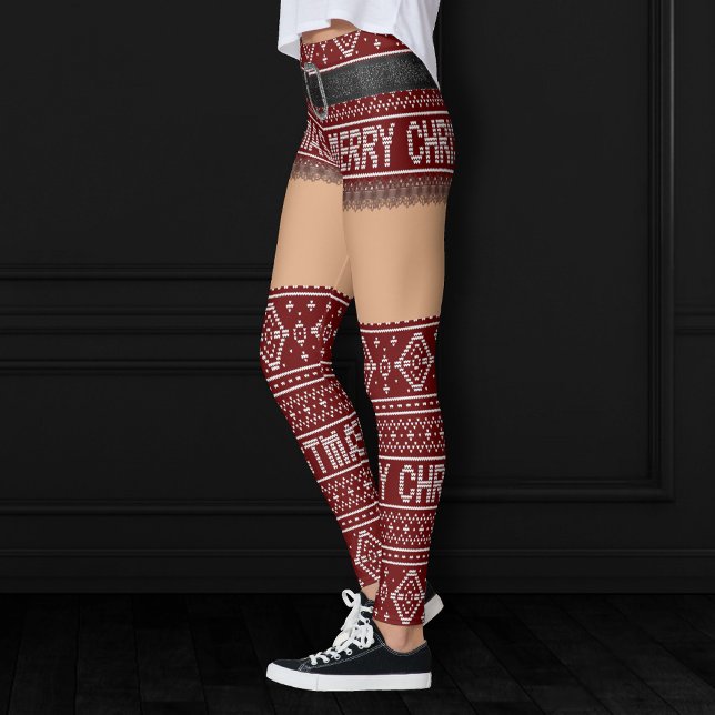 Leggings Corta falda roja, festividad de suéter feo | Piel  (Subido por el creador)
