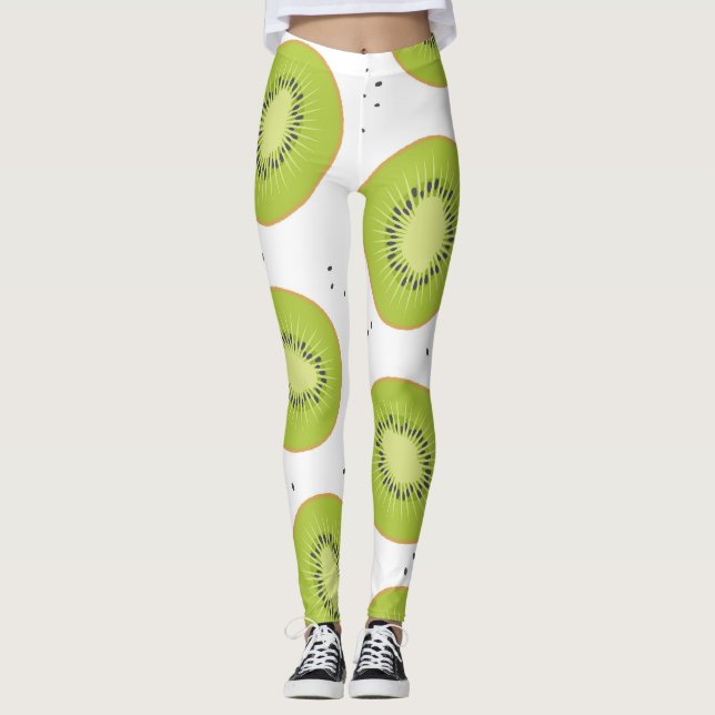 Leggings Cortes de fruta de Kiwi, ilustracion sin soldadura (Anverso)