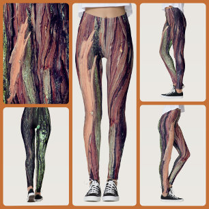 Leggings Corteza de árbol marrón triturada fotográfica natu