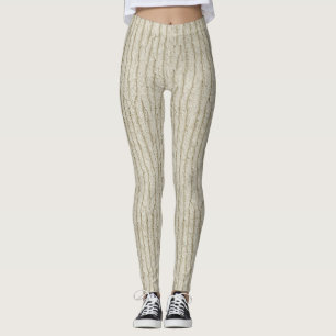 Leggings Corteza de leña pálida - Textura costera sin foco