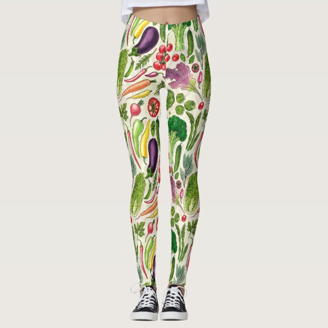 Leggings Cosecha de huertos de verduras y hierbas en blanco (Anverso)