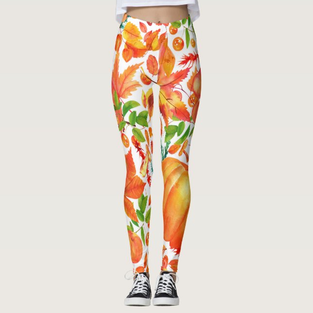 Leggings Cosecha de Otoño: Acuarela Cae Abundancia. (Anverso)