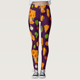 Leggings Cosecha De Otoño Vegetales Y Frutas Saludables