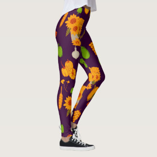 Leggings Cosecha De Otoño Vegetales Y Frutas Saludables