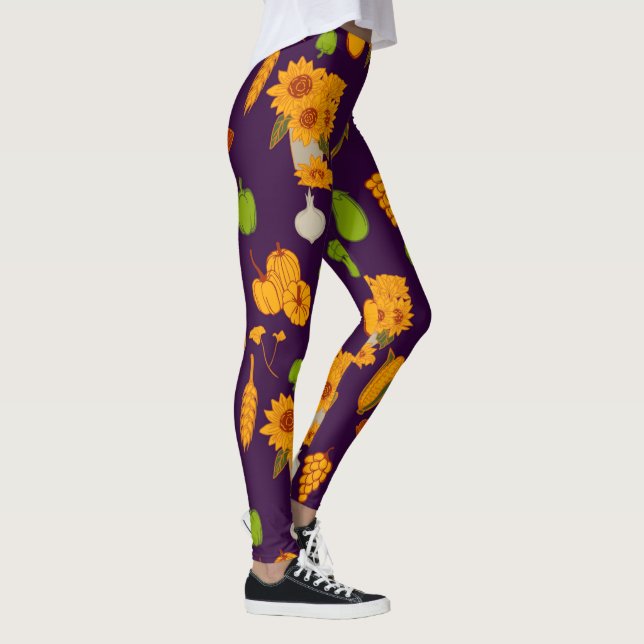 Leggings Cosecha De Otoño Vegetales Y Frutas Saludables (Derecha)