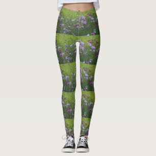 Leggings Cosmea, flores silvestres y legiones de campo viol