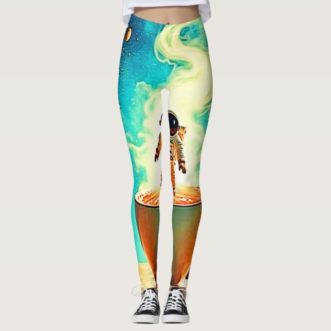 Leggings Cosmic Brew: Sueño de café del astronauta (Anverso)