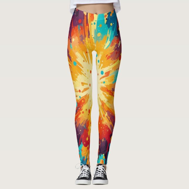 Leggings Cosmic Burst Abstract Splatter Art (Anverso)