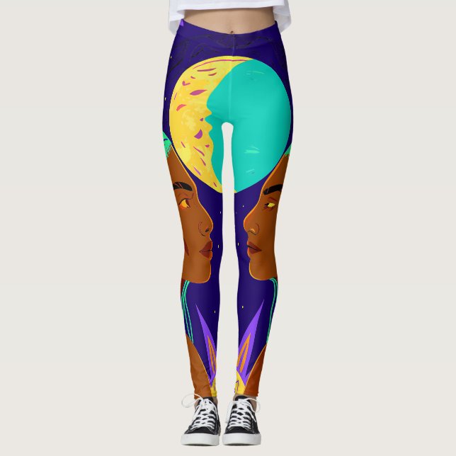 Leggings Cosmic Duality: Sun, Moon, and Sisterhood (Anverso)