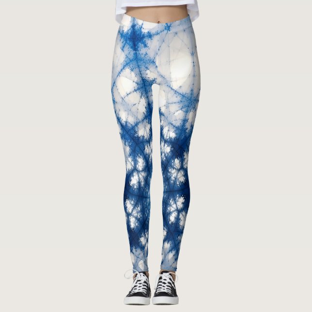 Leggings Cosmic Fractal Energy Art | Blue Geometric Abstrac (Anverso)