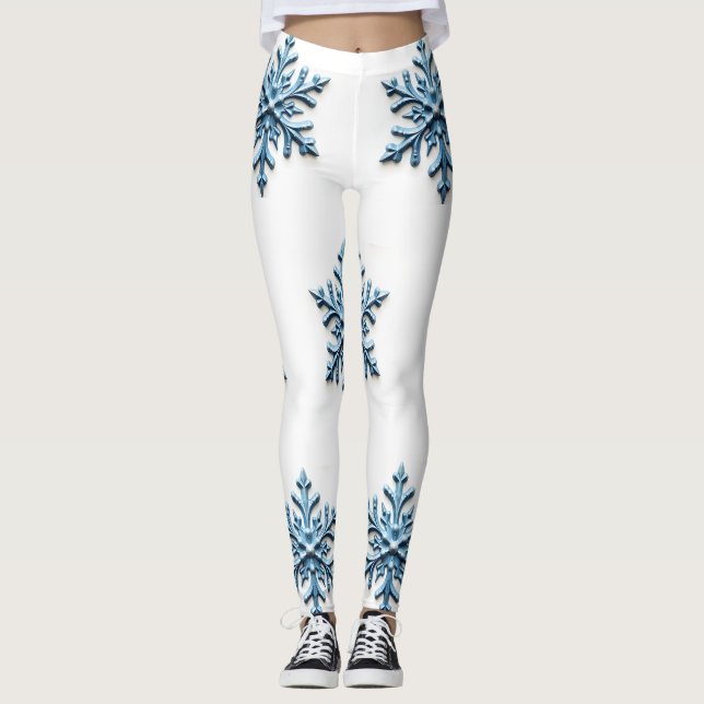 Leggings Cosmo diseño de copo de nieve en blanco y azul hel (Anverso)