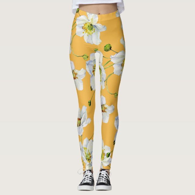 Leggings Cosmos, acuarela, sin costuras, con motivos floral (Anverso)