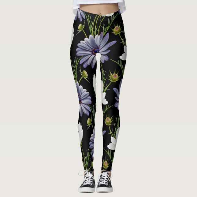 Leggings Cosmos Daisy Floral Seamless Collage (Anverso)