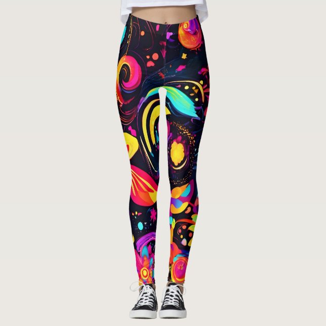 Leggings Cosmos Psicodélicos Florales (Anverso)